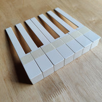 Klaviertasten Ersatzbelag 52 mm Vordertastenlänge "creme" 1-Oktave 7-Töne mit Front