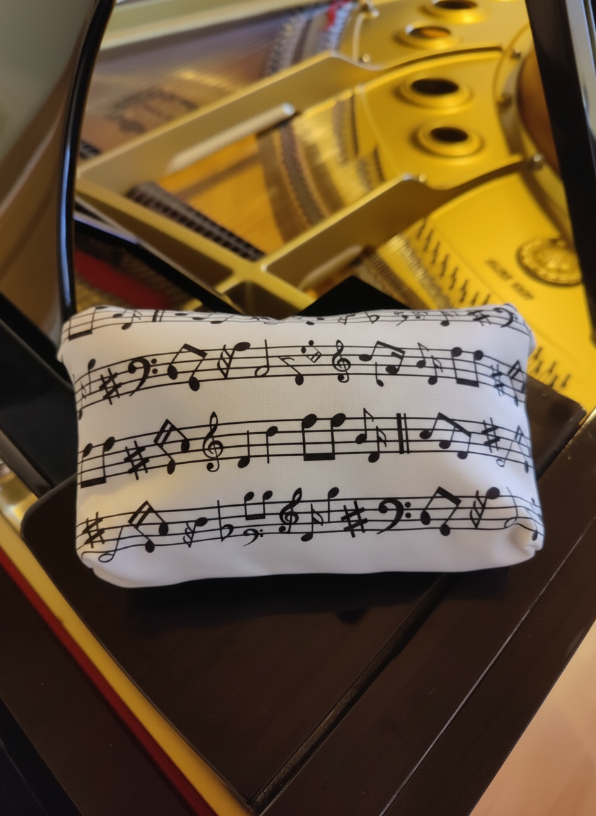 Faulenzer Kosmetiktasche Musiknoten weiß